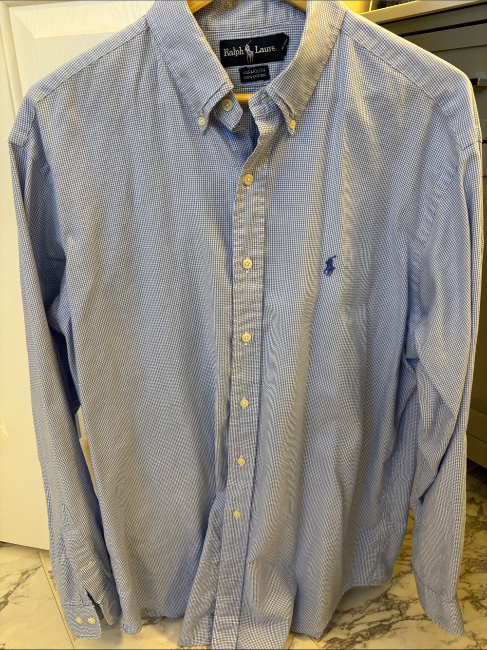 Ralph Lauren Light Blue Micro-Check Button-Down Shirt